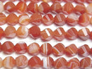 [Video] High Quality! Carnelian, Sardonyx Twist x Multiple Facets 6x5x5mm 1strand beads (aprx.15inch/37cm)