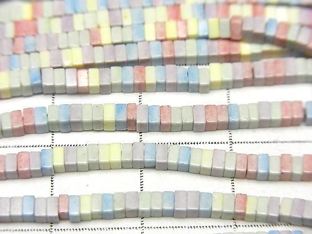[Video] Alashan Agate Pastel Color Square Rondelle (Disc) 2x2x1mm 1strand beads (aprx.15inch/38cm)