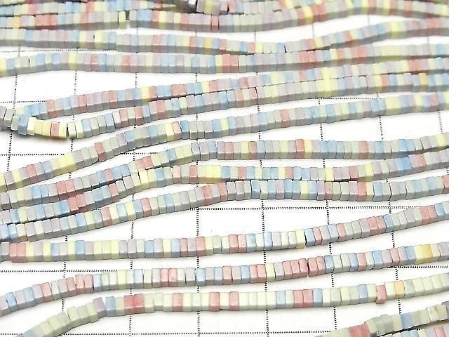 [Video] Alashan Agate Pastel Color Square Rondelle (Disc) 2x2x1mm 1strand beads (aprx.15inch/38cm)
