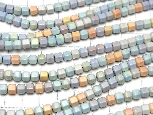 [Video] Alashan Agate (Alaxan Agate) Pastel color Hexagonal Rondelle (Heishi) 6x6x5mm 1strand beads (aprx.15inch/38cm)