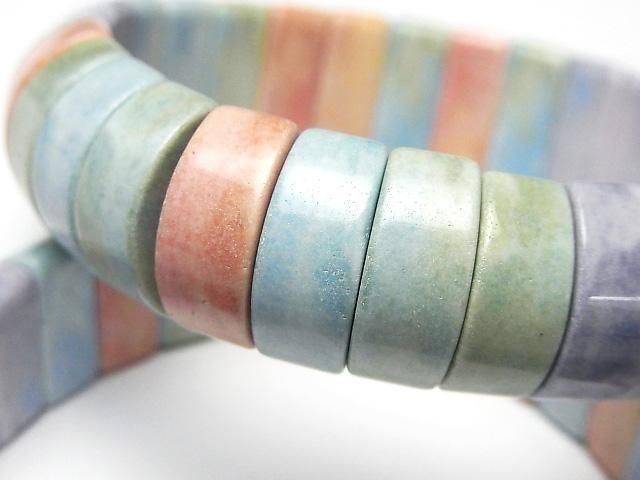 [Video] Alashan Agate (Alaxan Agate) Pastel Color Two-Hole Rectangle 16x6.5x7.5mm 1strand (Bangle Bracelet)