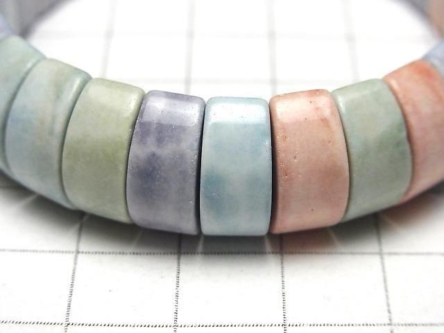 [Video] Alashan Agate Pastel Color 2-Hole Rectangle 16x6.5x7.5mm 1strand (Bangle Bracelet)