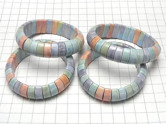 [Video] Alashan Agate Pastel Color 2-Hole Rectangle 16x6.5x7.5mm 1strand (Bangle Bracelet)