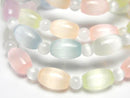 [Video]Selenite (Gypsum) Rice 12x8x8mm & Round 5mm [Multicolor] Bracelet