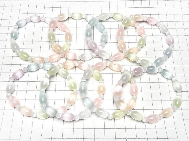 [Video]Selenite (Gypsum) Rice 12x8x8mm & Round 5mm [Multicolor] Bracelet