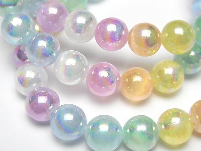 [Video]Selenite (Gypsum) Round 8mm [Multicolor] AB Coating Bracelet