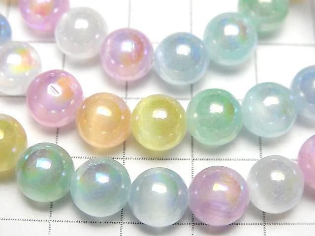 [Video]Selenite (Gypsum) Round 8mm [Multicolor] AB Coating Bracelet