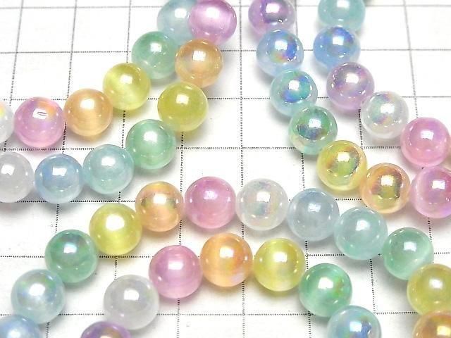 [Video]Selenite (Gypsum) Round 8mm [Multicolor] AB Coating Bracelet