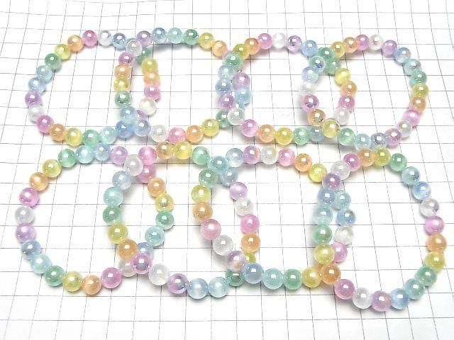[Video]Selenite (Gypsum) Round 8mm [Multicolor] AB Coating Bracelet