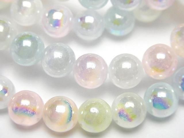 [Video]Selenite (Gypsum) Round 8mm [Pastel color] AB coating Bracelet