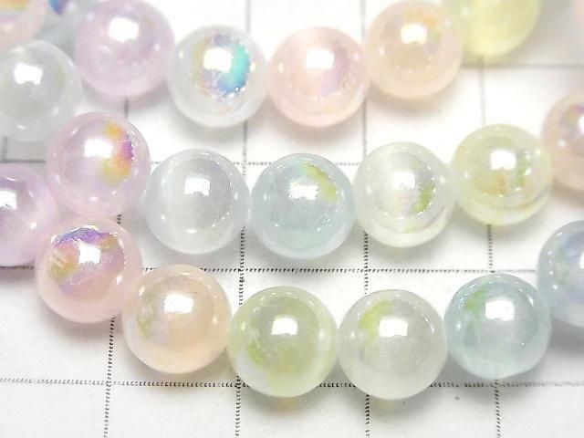 [Video]Selenite (Gypsum) Round 8mm [Pastel color] AB coating Bracelet