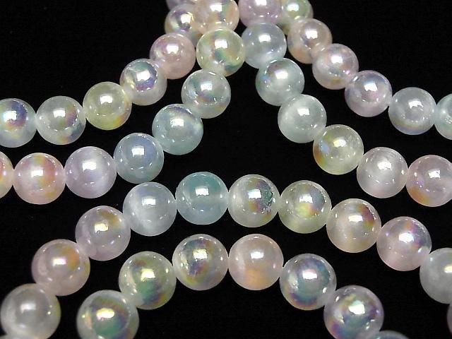 [Video]Selenite (Gypsum) Round 8mm [Pastel color] AB coating Bracelet