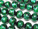 [Video] Lampwork Beads Round 10mm [Light blue x green/Luminous type] 1/4 or 1strand beads (aprx.14inch/34cm)