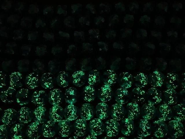 [Video] Lampwork Beads Round 12mm [Light blue x green/Luminous type] 1/4 or 1strand beads (aprx.14inch/34cm)