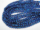 [Video] Lampwork Beads Round 8mm [Blue x Light Blue/Luminous type] 1/4 or 1strand beads (aprx.15inch/36cm)