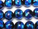 [Video] Lampwork Beads Round 12mm [Blue x Light Blue/Luminous type] 1/4 or 1strand beads (aprx.14inch/34cm)