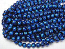 [Video] Lampwork Beads Round 12mm [Blue x Light Blue/Luminous type] 1/4 or 1strand beads (aprx.14inch/34cm)