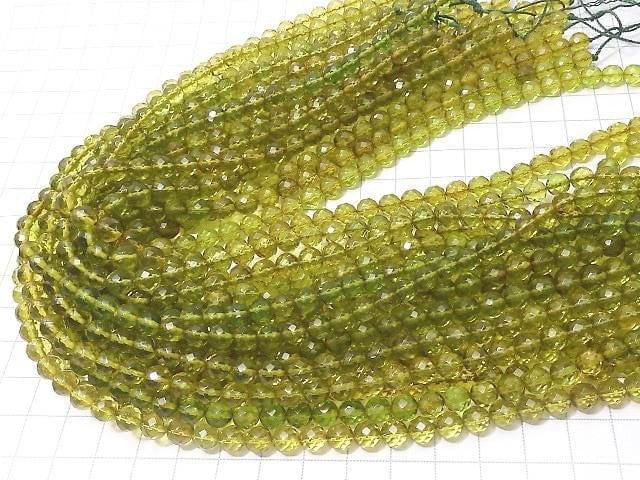 [Video] Green Amber AAA- 64Faceted Round 6mm 1/4 or 1strand beads (aprx.15inch/38cm)