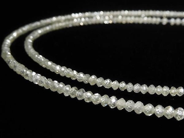 [Video][One of a kind] Light Yellow Diamond Faceted Button Roundel 1strand beads (aprx.18inch/44cm) NO.1
