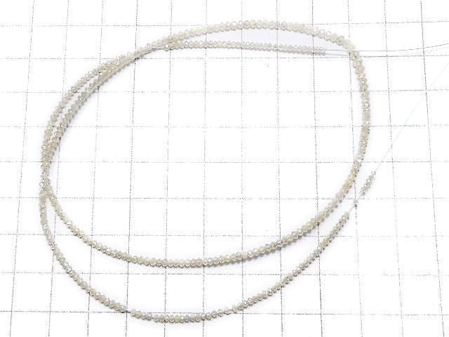 [Video][One of a kind] Light Yellow Diamond Faceted Button Roundel 1strand beads (aprx.18inch/44cm) NO.1