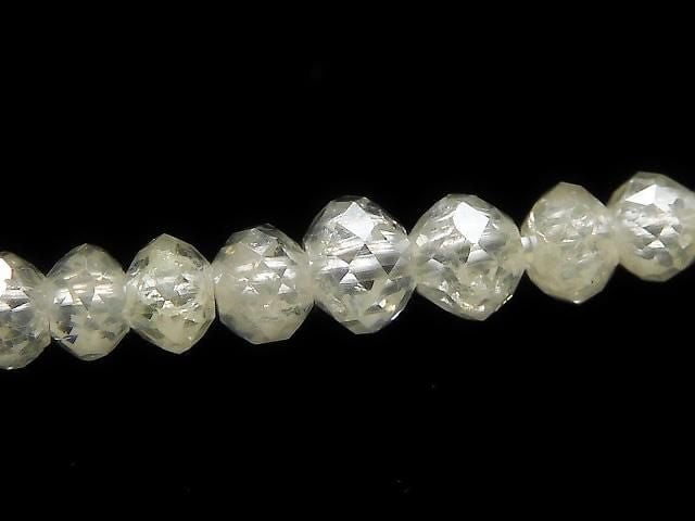 [Video][One of a kind] Light Yellow Diamond Faceted Button Roundel 1strand beads (aprx.18inch/44cm) NO.1