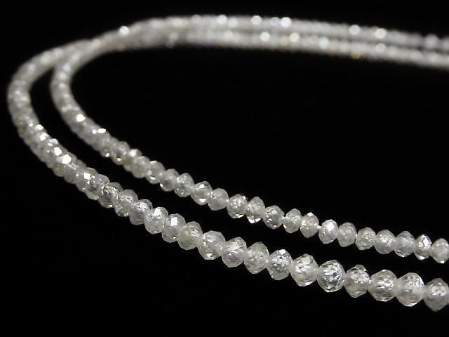 [Video][One of a kind] Off-white Diamond Faceted Button Roundel 1strand beads (aprx.18inch/44cm) NO.2