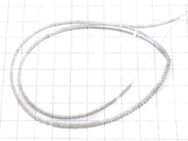 [Video][One of a kind] Off-white Diamond Faceted Button Roundel 1strand beads (aprx.18inch/44cm) NO.2