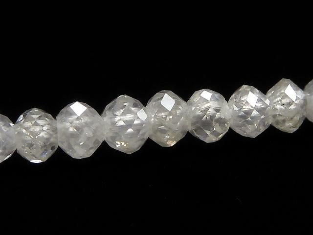 [Video][One of a kind] Off-white Diamond Faceted Button Roundel 1strand beads (aprx.18inch/44cm) NO.2