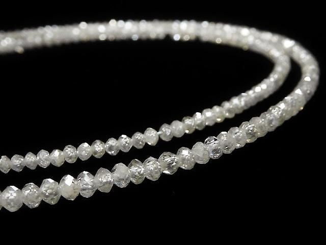 [Video][One of a kind] Off-white Diamond Faceted Button Roundel 1strand beads (aprx.17inch/42cm) NO.3