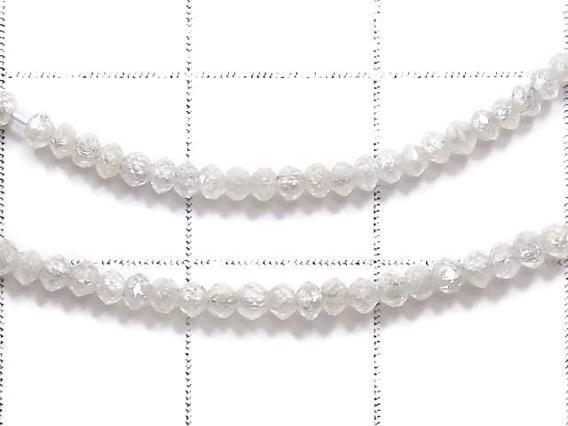 [Video][One of a kind] Off-white Diamond Faceted Button Roundel 1strand beads (aprx.17inch/42cm) NO.3