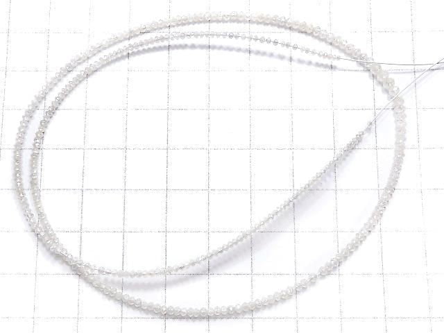 [Video][One of a kind] Off-white Diamond Faceted Button Roundel 1strand beads (aprx.17inch/42cm) NO.3