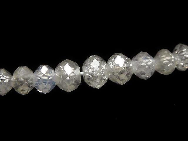 [Video][One of a kind] Off-white Diamond Faceted Button Roundel 1strand beads (aprx.17inch/42cm) NO.3