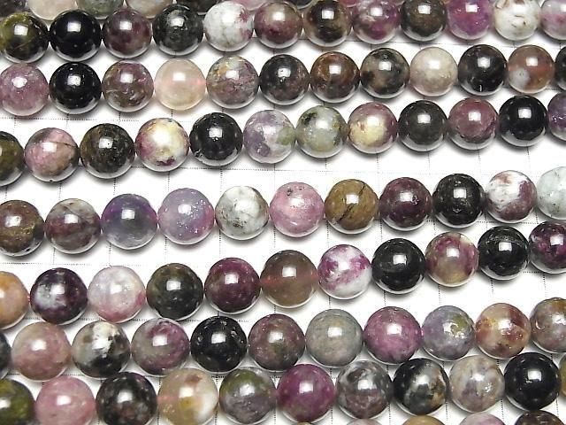 [Video] Multicolor Tourmaline Round 10mm 1strand beads (aprx.15inch/37cm)