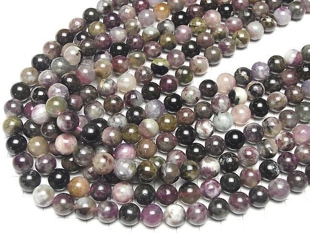 [Video] Multicolor Tourmaline Round 10mm 1strand beads (aprx.15inch/37cm)