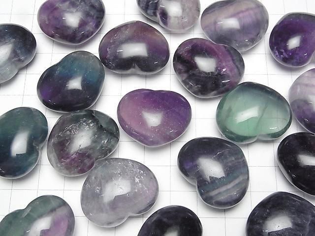 [Video] Multicolor Fluorite AA++ Undrilled Heart 25x30mm 2pcs