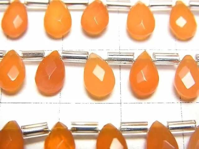 High Quality Carnelian AAA Pear shape  Faceted Briolette 8x5mm 1strand (18pcs )