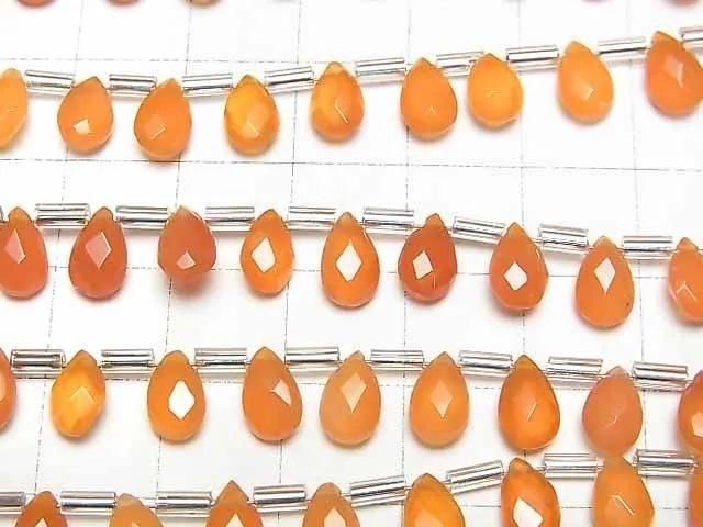 High Quality Carnelian AAA Pear shape  Faceted Briolette 8x5mm 1strand (18pcs )