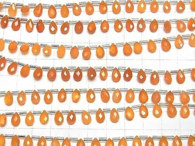 High Quality Carnelian AAA Pear shape  Faceted Briolette 8x5mm 1strand (18pcs )