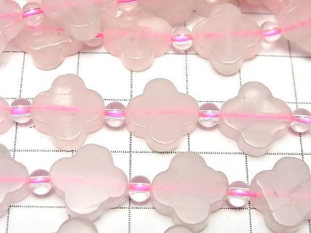 [Video] Rose Quartz Flower Motif 13x13mm half or 1strand beads (aprx.14inch/34cm)