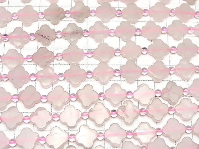 [Video] Rose Quartz Flower Motif 13x13mm half or 1strand beads (aprx.14inch/34cm)