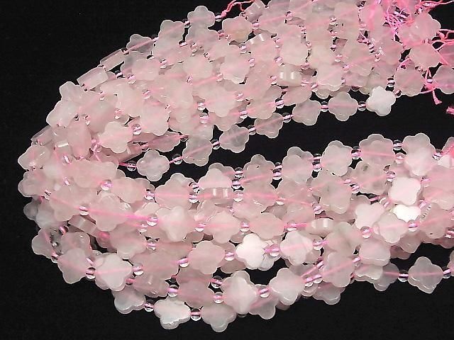 [Video] Rose Quartz Flower Motif 13x13mm half or 1strand beads (aprx.14inch/34cm)