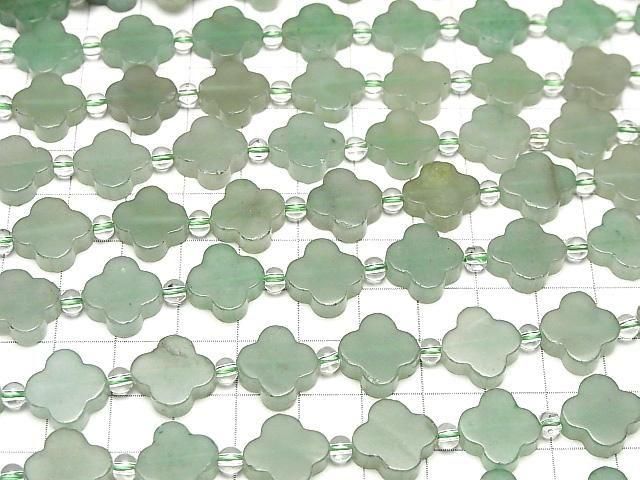 [Video] Green Aventurine flower motif 13x13mm half or 1strand beads (aprx.14inch/34cm)