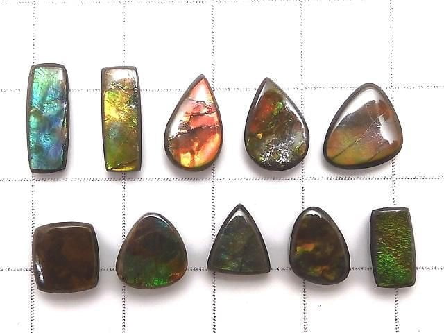 [Video][One of a kind] Ammolite AAA- Loose stone 10pcs set NO.21