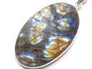[Video][One of a kind] Rainbow Labradorite AAA- Carved Pendant Silver925 NO.22