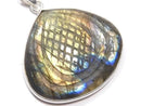 [Video][One of a kind] Rainbow Labradorite AAA- Carved Pendant Silver925 NO.24