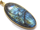 [Video][One of a kind] Rainbow Labradorite AAA- Carved Pendant 18KGP NO.26