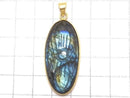 [Video][One of a kind] Rainbow Labradorite AAA- Carved Pendant 18KGP NO.26