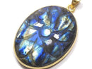 [Video][One of a kind] Rainbow Labradorite AAA- Carved Pendant 18KGP NO.27