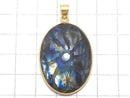 [Video][One of a kind] Rainbow Labradorite AAA- Carved Pendant 18KGP NO.27