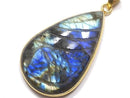 [Video][One of a kind] Rainbow Labradorite AAA- Carved Pendant 18KGP NO.28